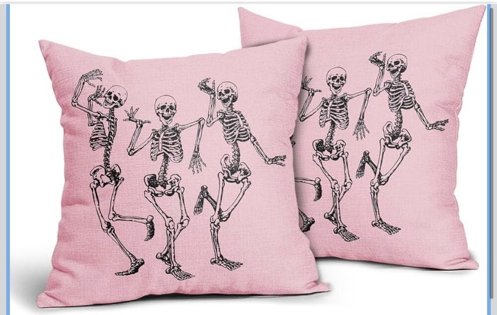 Halloween Skeleton Pillow Covers 18X18 Set of 2 Pink